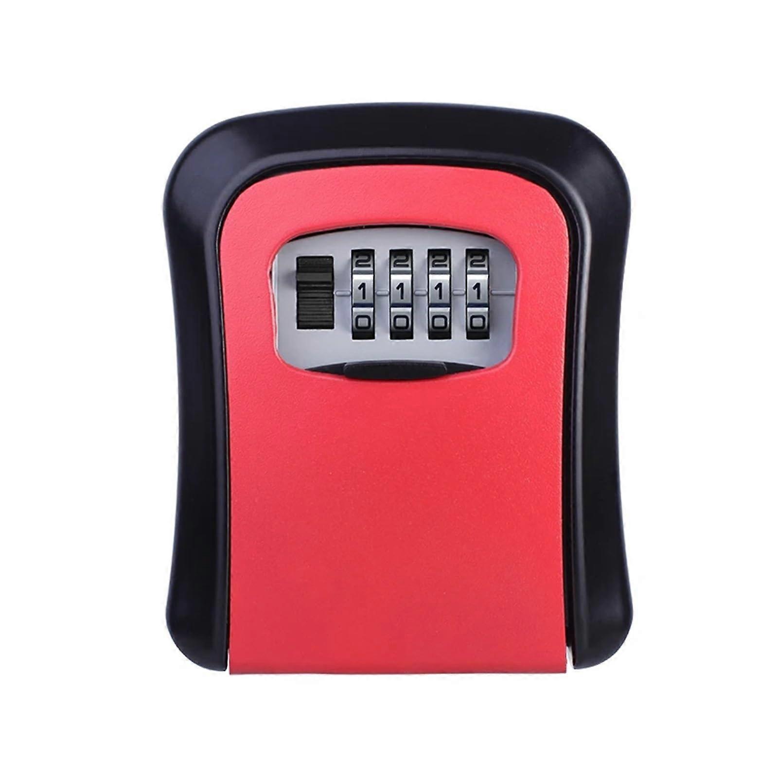 Key box 4digit combination password key safe wallmounted room card protection box ABS plastic for apartment factory supplies (Red) Red