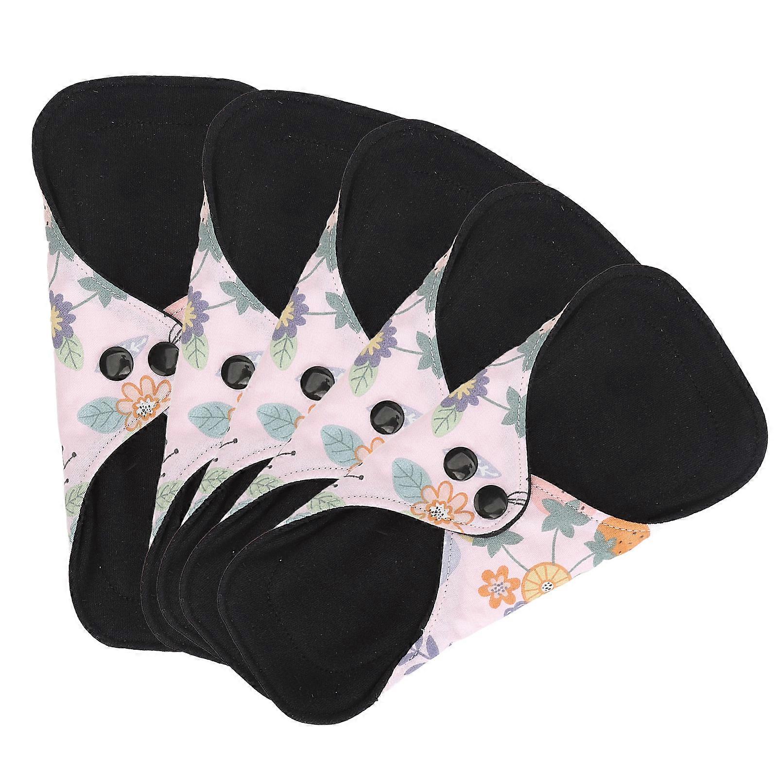 5pcs Washable Feminine Multi Layers Waterproof Super Plus Absorbency Reusable Sanitary Pad for Travel