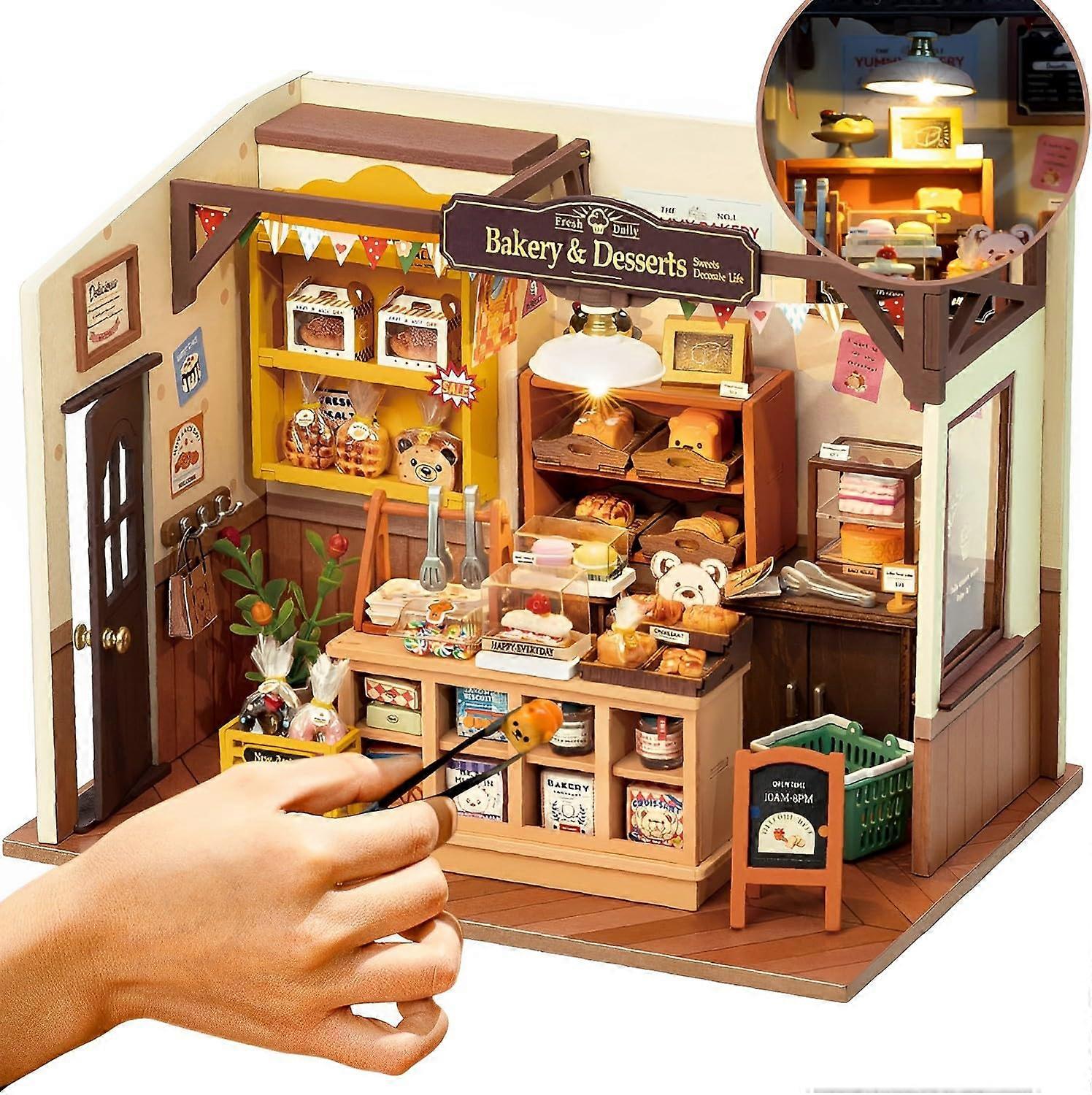 DIY Miniature House Kit - Tiny Cottage Model for Desk or Bookshelf Decoration, 3D Dollhouse Craft