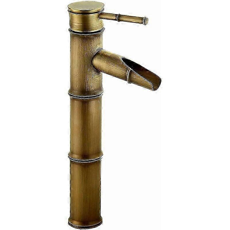 High Bamboo Waterfall Sink Faucet, Single Lever Basin Mixer, Hot and Cold