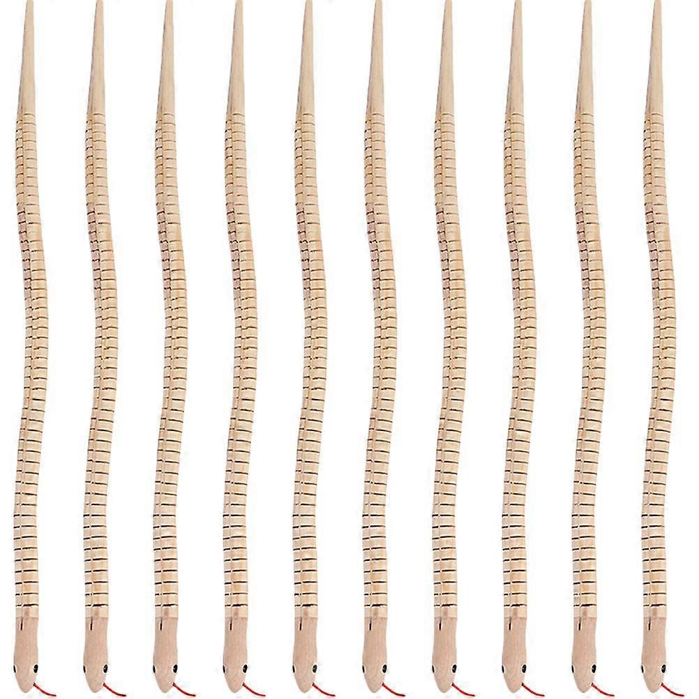 10pcs Wooden Blank Snake Toy Unfinished Snake Model Wiggle Toy Diy Wood Craft Snake Plaything