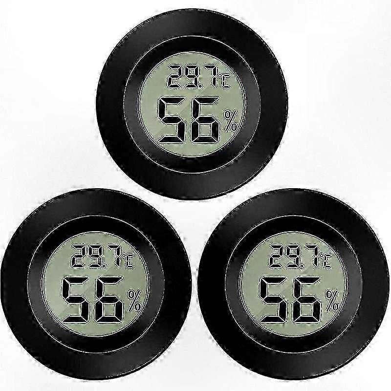 Compact LCD Digital Thermometer Hygrometer, Portable Temperature and Humidity Monitor, Range -50 to 7C, 20% to 99% RH (Set of 3)