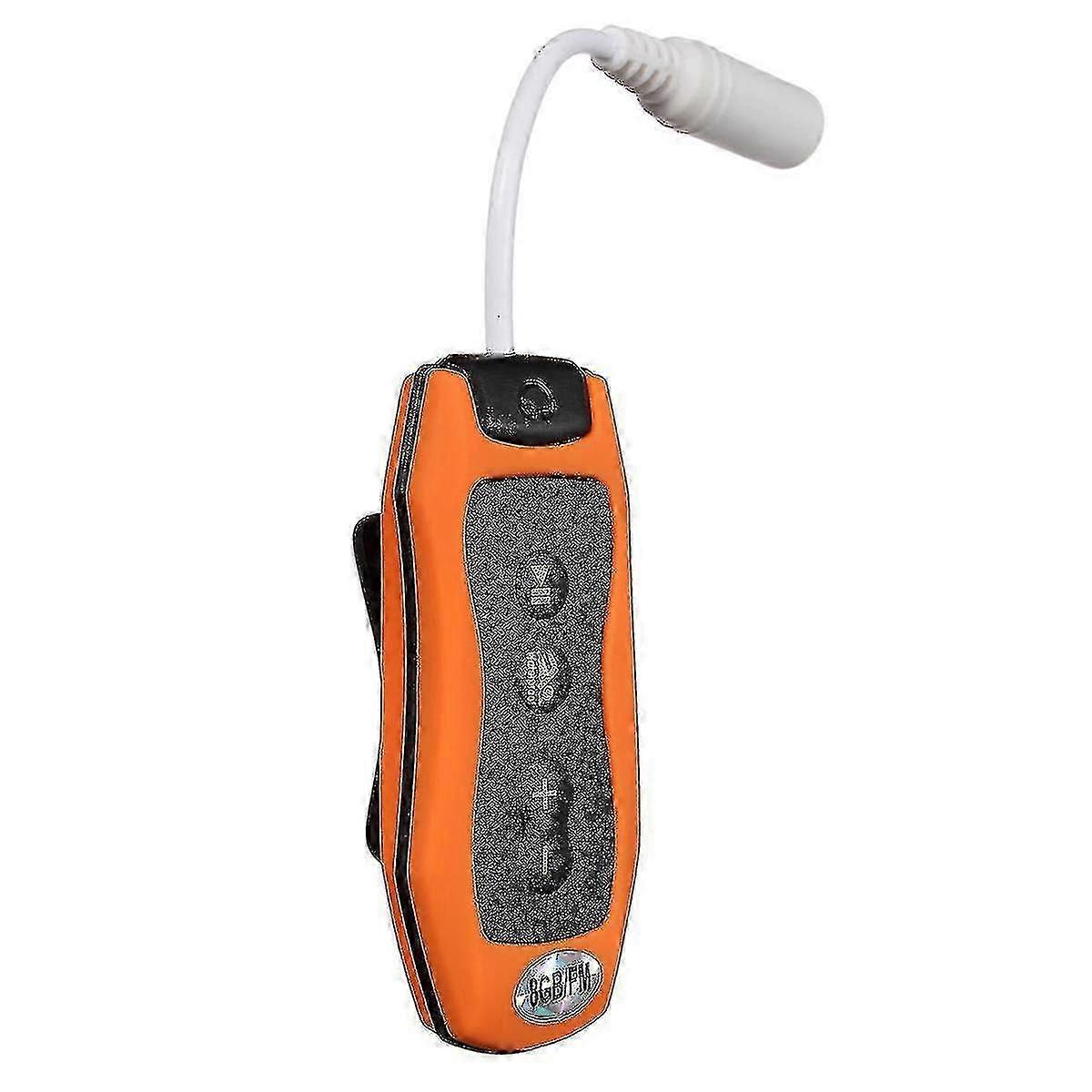 Αδιάβροχο 8GB MP3 Player με δυνατότητες ραδιοφώνου FM & καταδύσεων - Πορτοκαλί ακουστικά