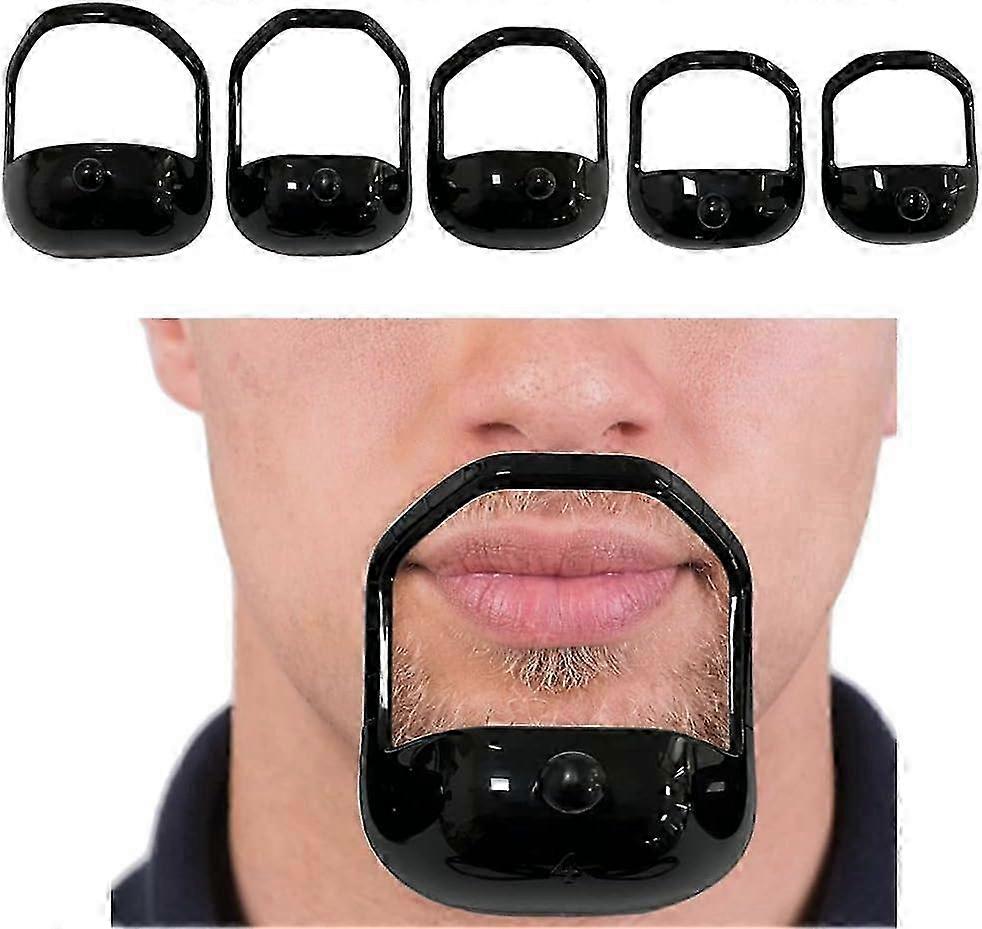 Goatee Shaving Template Set with 5 Sizes - Perfect Beard Stencil Kit for Men, Ideal Gift for Any Beard Style, Black
