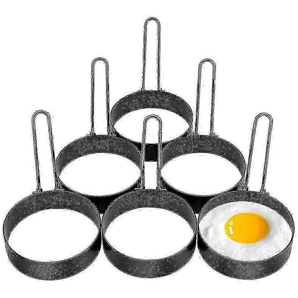 Äggringar i rostfritt stål 6-pack, non-stick stekform för perfekta runda ägg