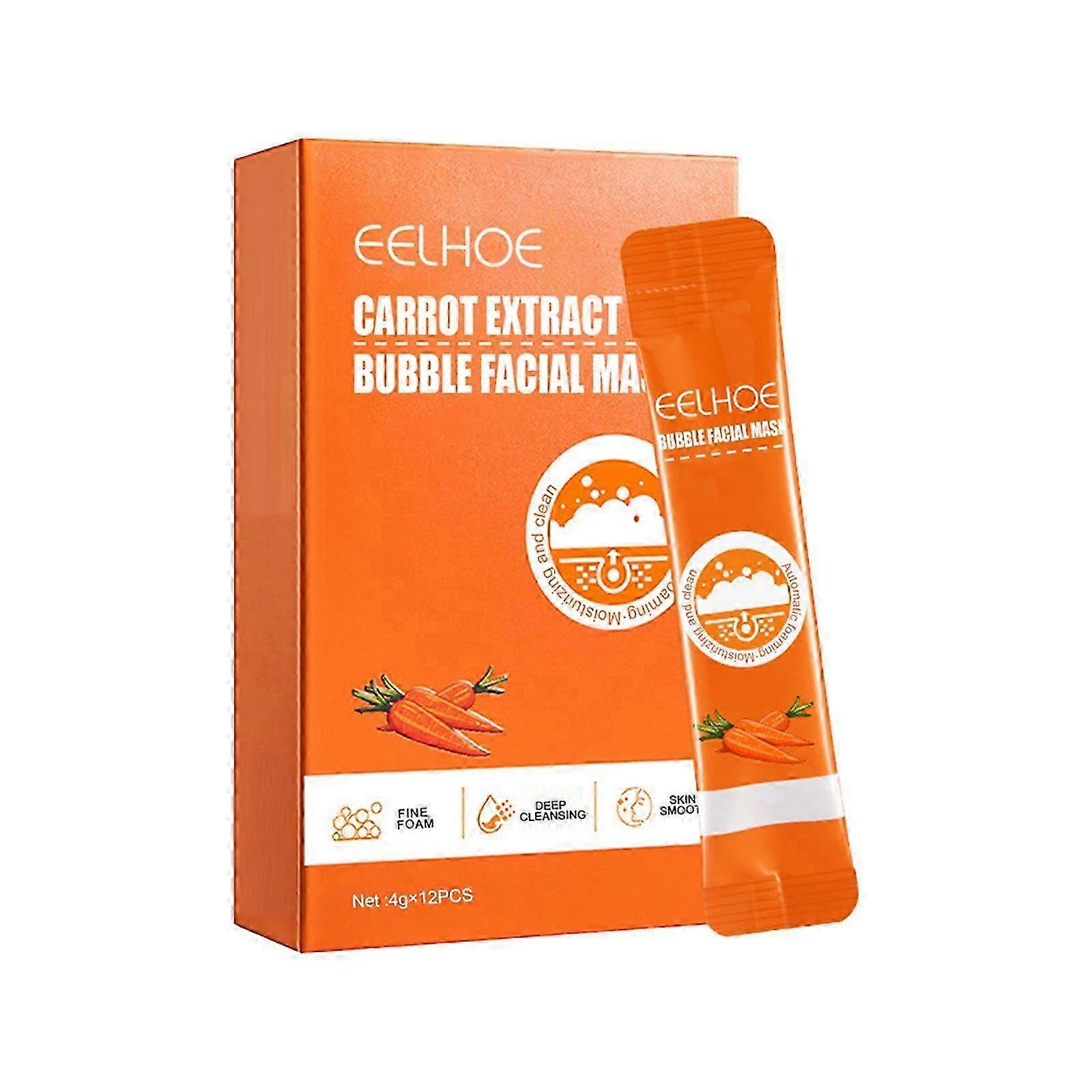 Carrot Pore Cleansing Bubble Mask - Deep Clean, Tighten Pores, Brighten Skin, 12pcs