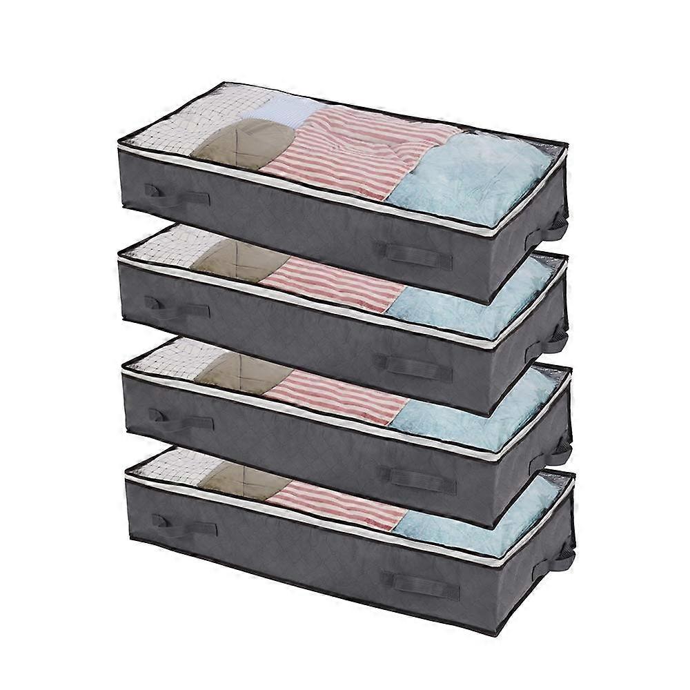 4-Pack 100L Underbed Storage Bags Organizer Container with 4 Handles and 2 Sturdy Zippers, Blankets