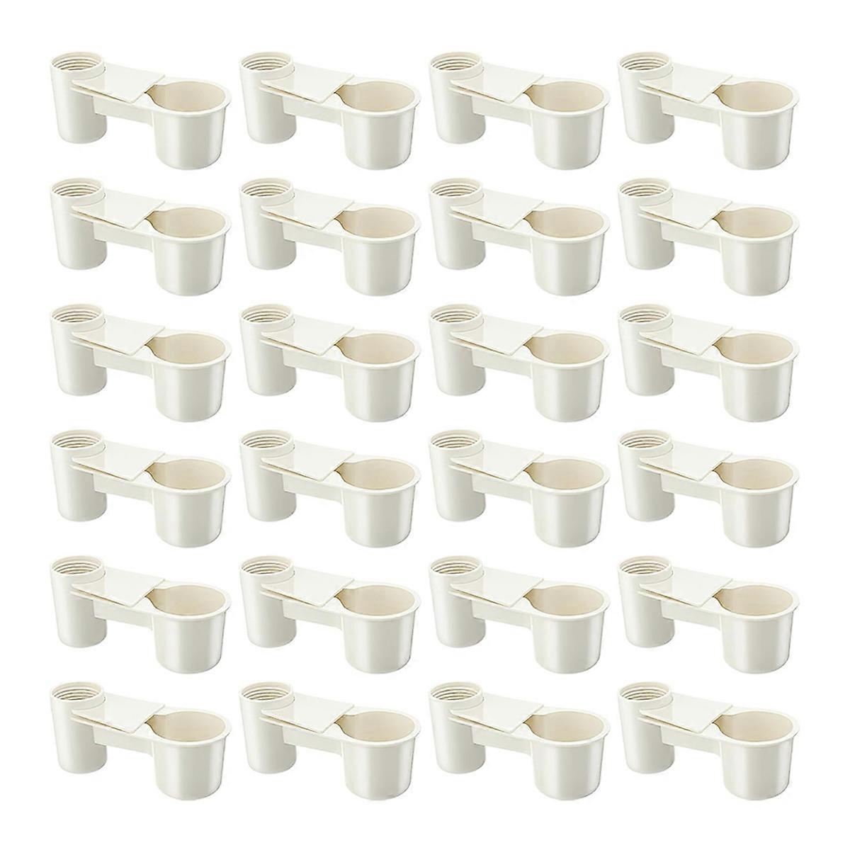 24 Pcs Bird Drinker Feeder Cups Water Bottle Cup for Cage White