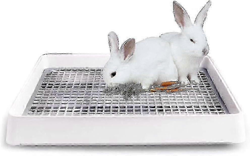 Improved Large Rabbit Litter Box with Removable Grate - Leak-Proof, Durable Bunny Toilet Pan for 22x18 Inch Cages
