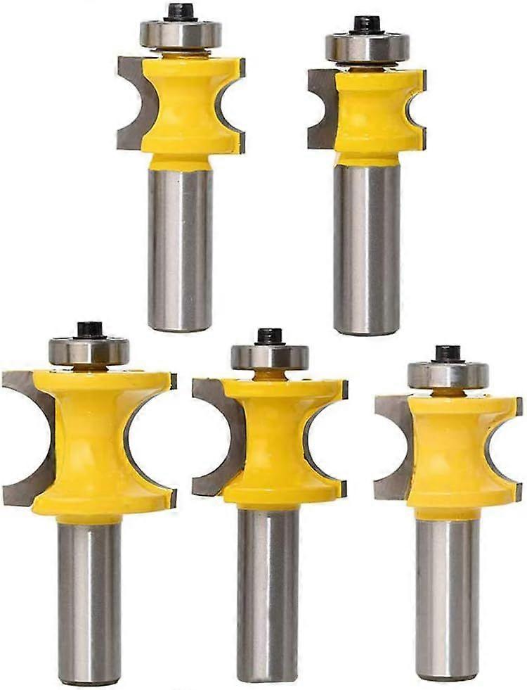 5 Pcs Carbide Half Round Router Bit Set for Woodworking - 12mm Shank