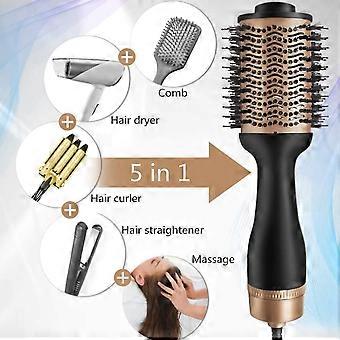 Hot air brush for hair dryer - 5 in 1 - with negative film technology - hot air brush for all hair types(Gold)