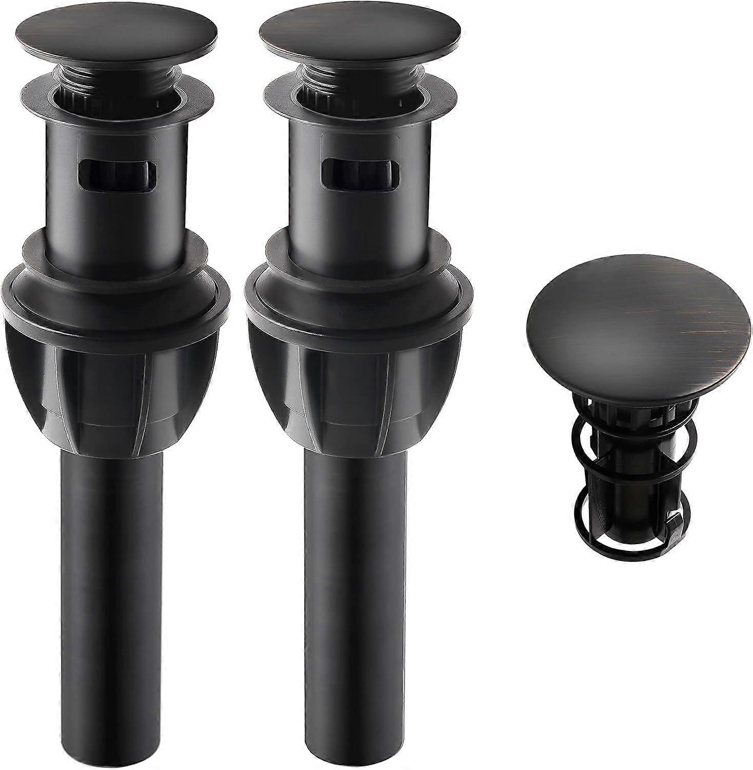 2 Pack Bathroom Sink Pop-Up Drain Stopper with Overflow, Push-in and Faucet Tank