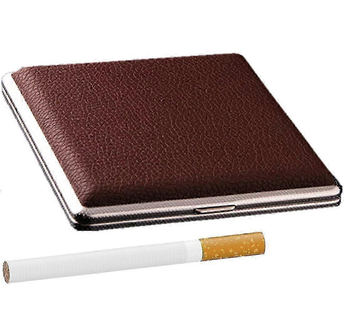 Vintage Metal Cigarette Case for 20 Regular Size Cigarettes, Brown