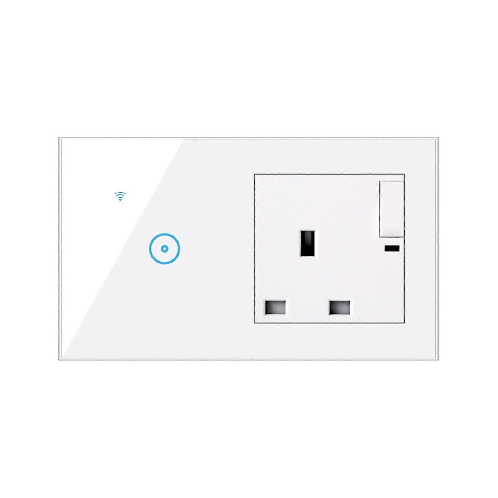 2025 2 in 1 Smart Wall Outlet Switch Voice APP Touch Control for Alexa Neutral Live Wire Installation White