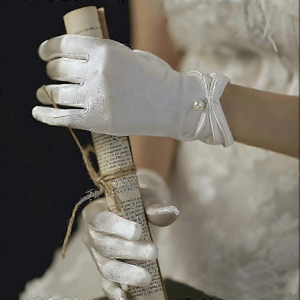 Katea Floral Lace Gloves For Bridal Elegant Short Lace Gloves Wrist Lace Gloves For Wedding Opera Dinner Party - -