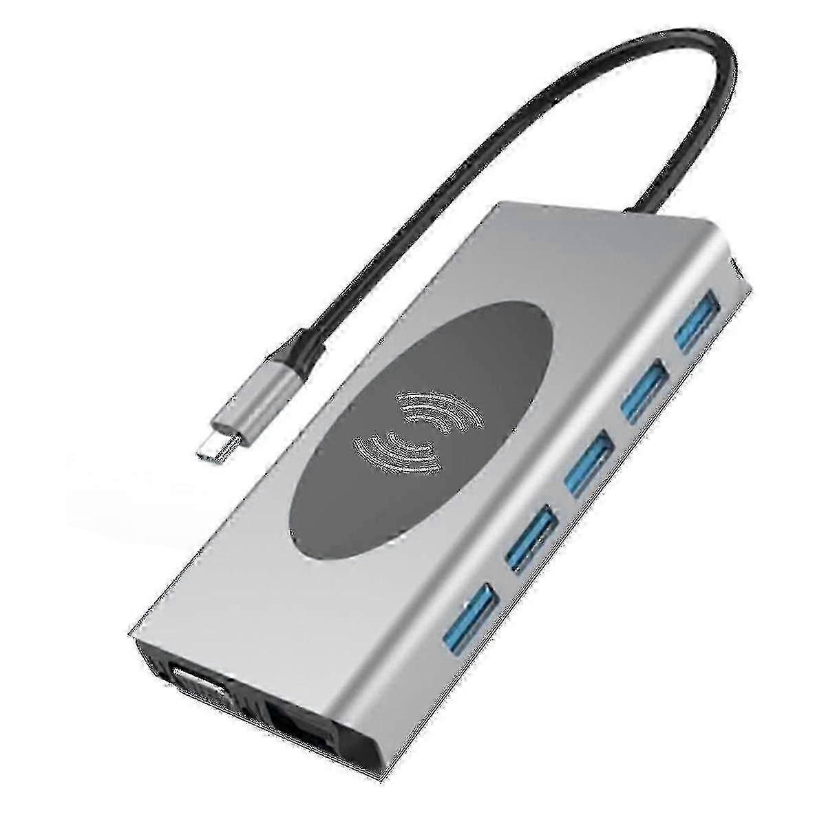 14-in-1-USB-C-Hub, Doc Stat mit drahtlosem Charr und 4k-Anschluss