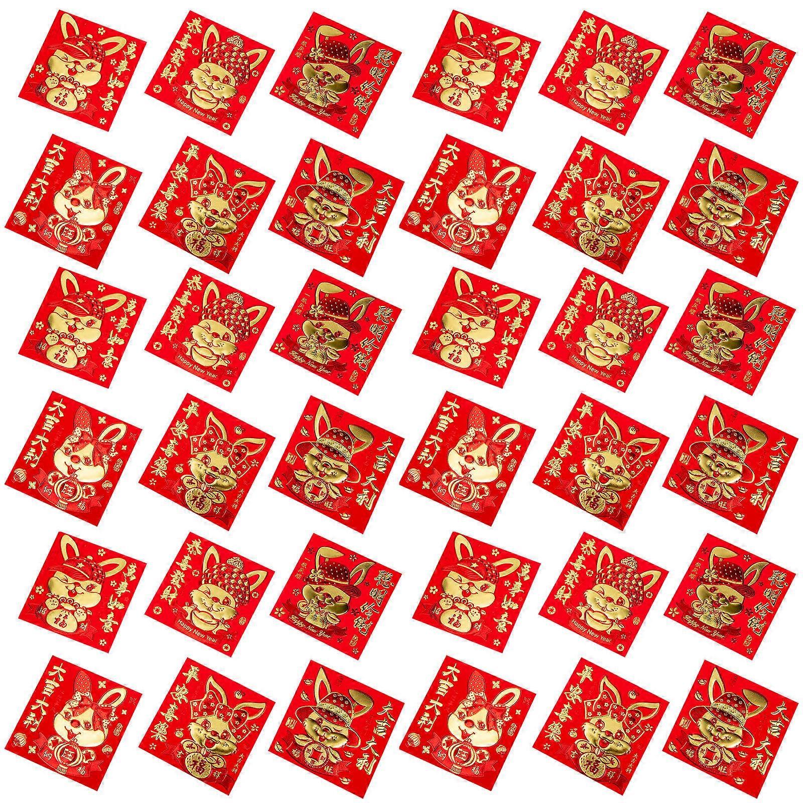 Red Envelopes Chinese New Year Rabbit Year for Wrapping Use 66Pcs Paper Packets