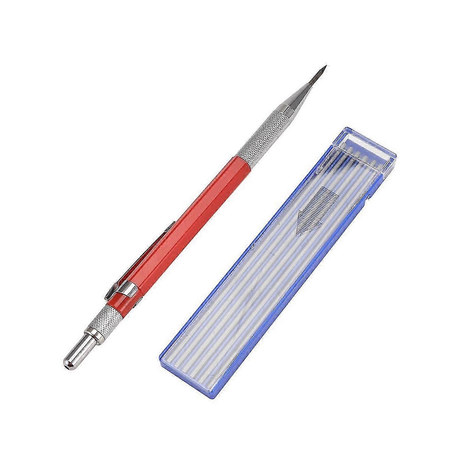 Welders Pencil with 12PCS Silver Streak Refills, Fabrication, Red