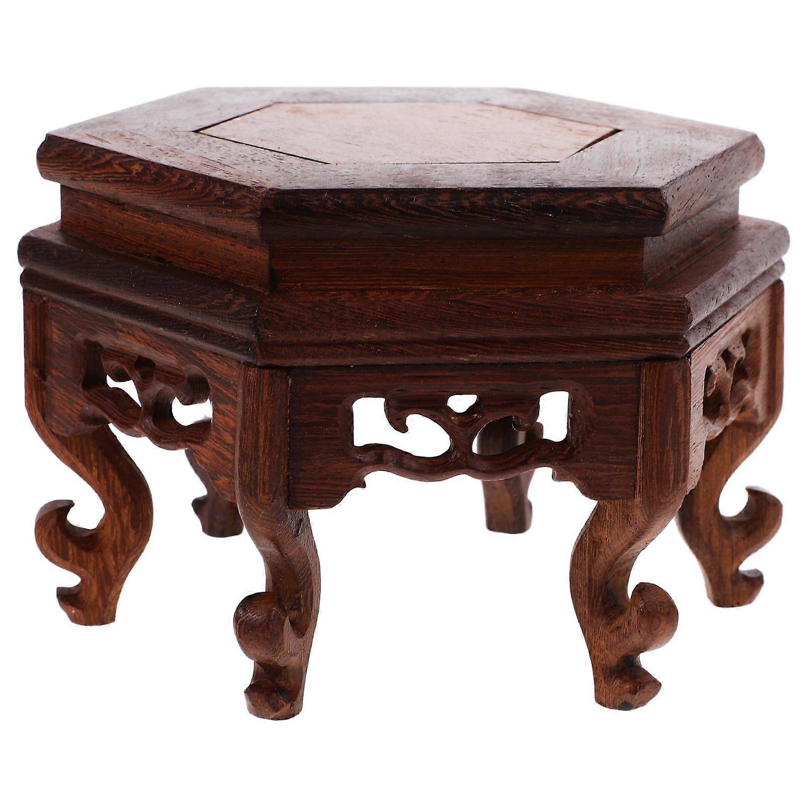 Wooden Flowerpot Stand for Holding 2Pcs Flowerpot Display Support Brown
