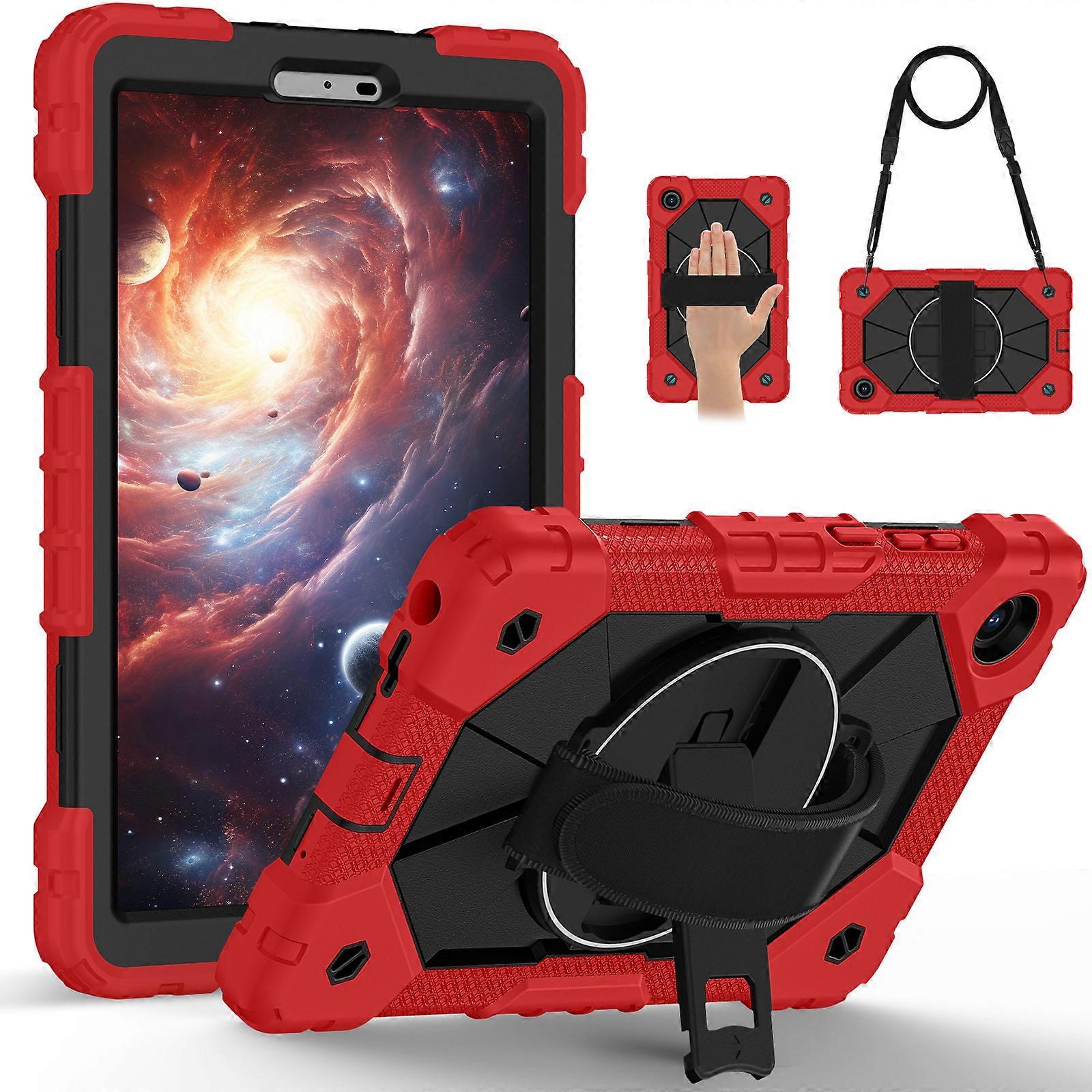 TKdaddy Για Lenovo Tab K9 / Tab One Case Σιλικόνη + PC Kickstand Κάλυμμα Tablet με Εύχρηστο Λουράκι Κόκκινο / Μαύρο