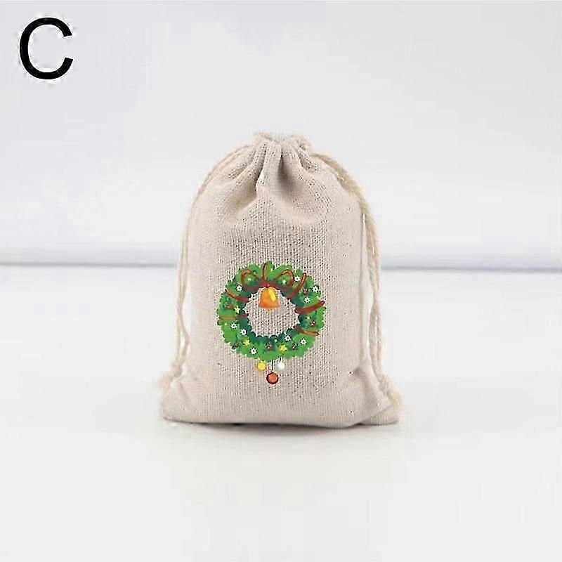 Christmas Linen Bag Candies Drawstring Gift Storage