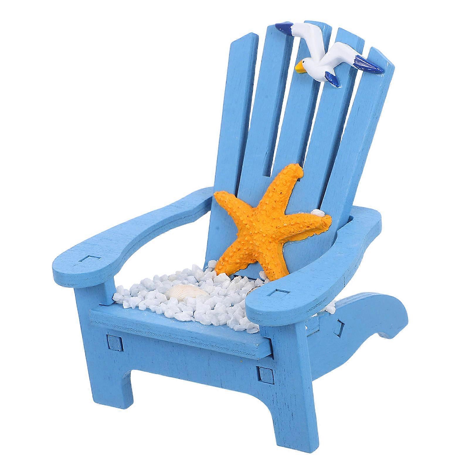Miniature Wood Beach Chair Model for Decor Use 4Pcs Mediterranean Style