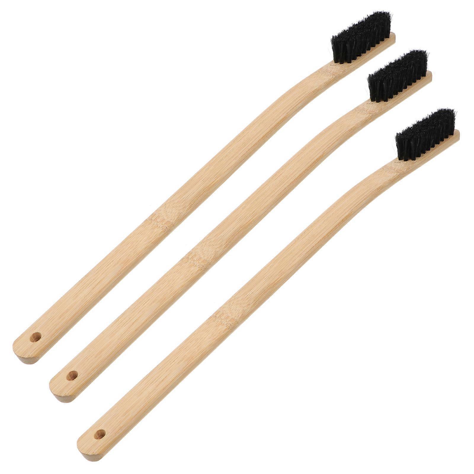 3Pcs Car Wheel Cleaning Brush Bamboo Handle for Engine Cleaning