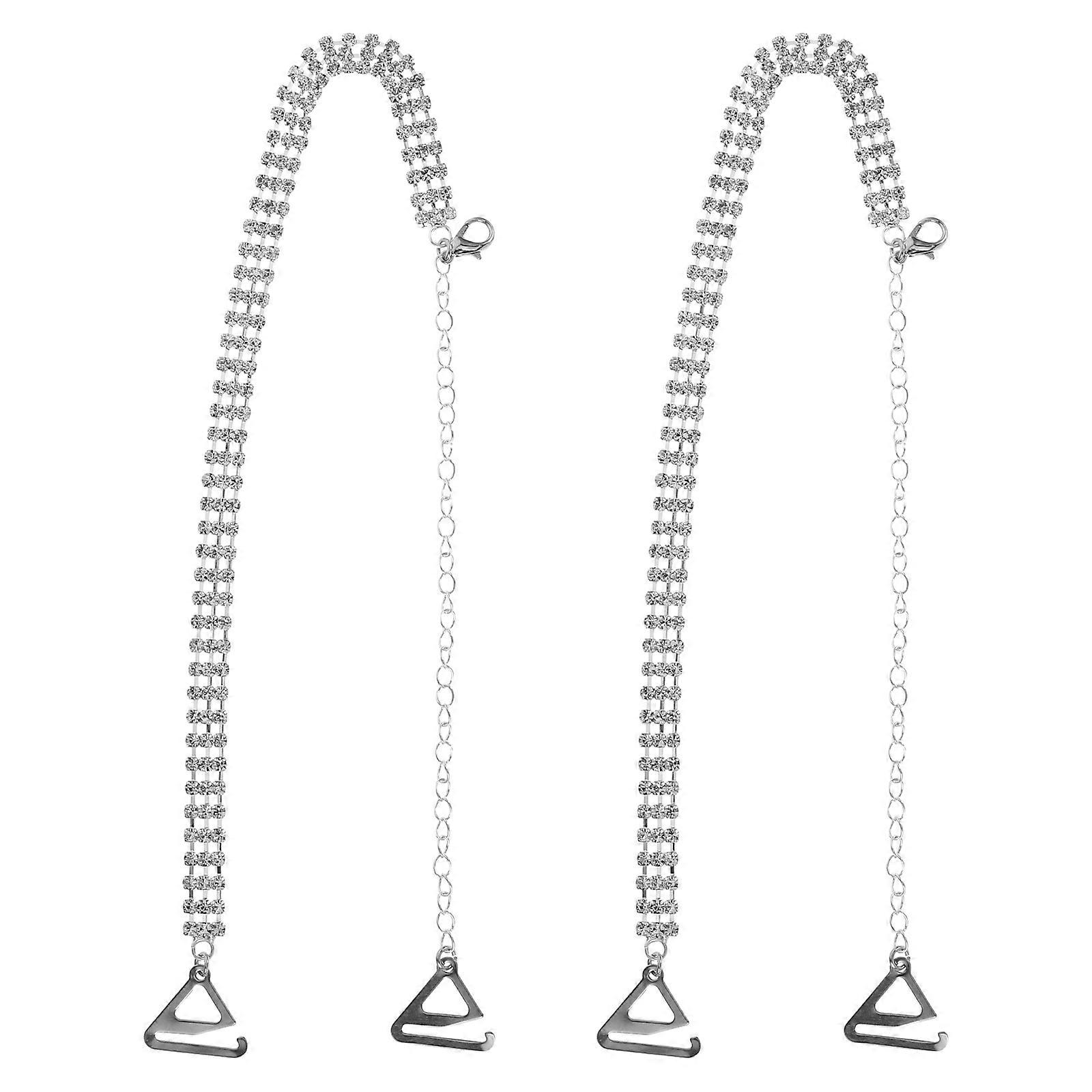 Silver Bra Straps Decorative for Decor 1Pair Rhinestone Shoulder Pads Accessory