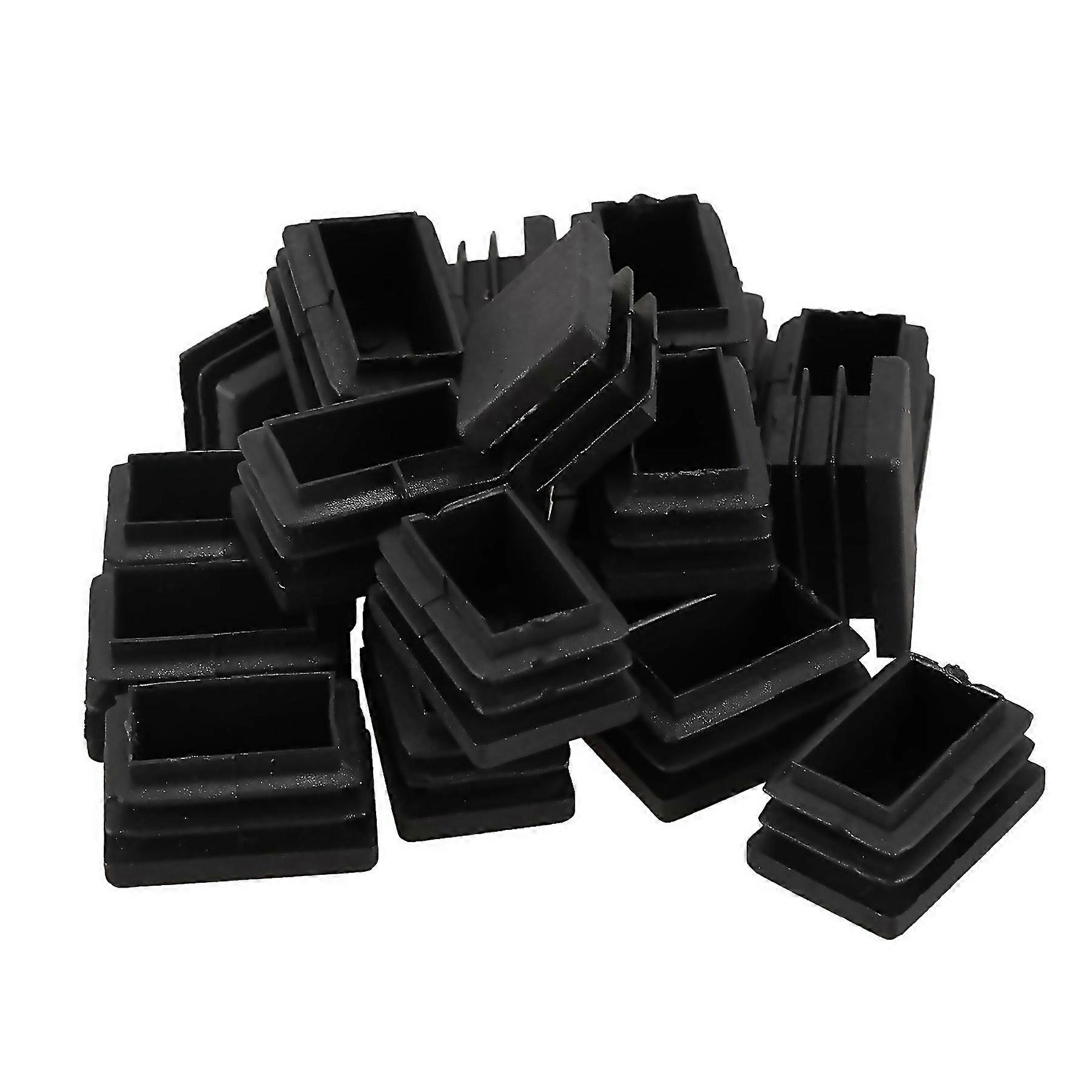 For 20 Pcs Plastic Rectangular End Cap 30mm X 20mm Threaded Pipe Tube Insert Rubber