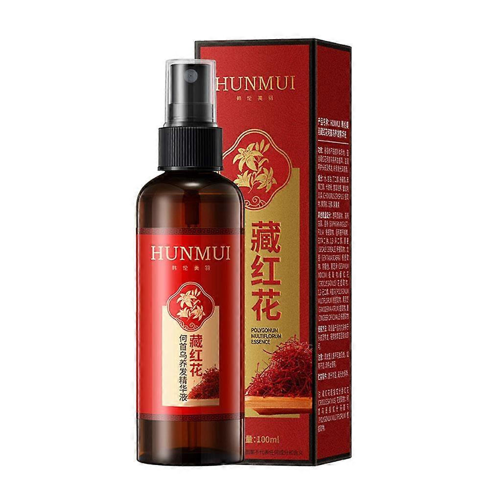 Cujmh Han Lun Meiyu Açafrão Preto Ganoderma Polygonum Multiflorum Cuidados com os Cabelos Essência Spray Sem Lavagem Fórmula para Cuidados com os Cabelos Pretos e Nutrição