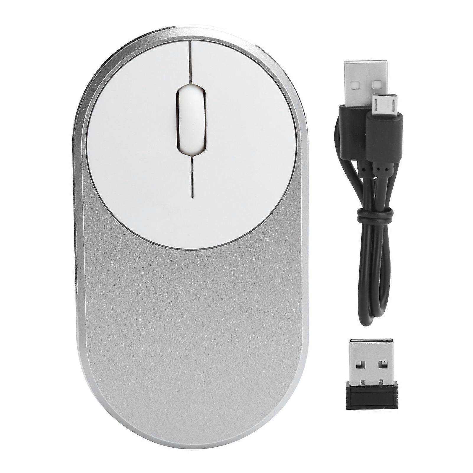 2.4Ghz Wireless Mouse Chargeable Bluetooth Optical USB Plugin Notebook Office Accessories(Silver Gray )