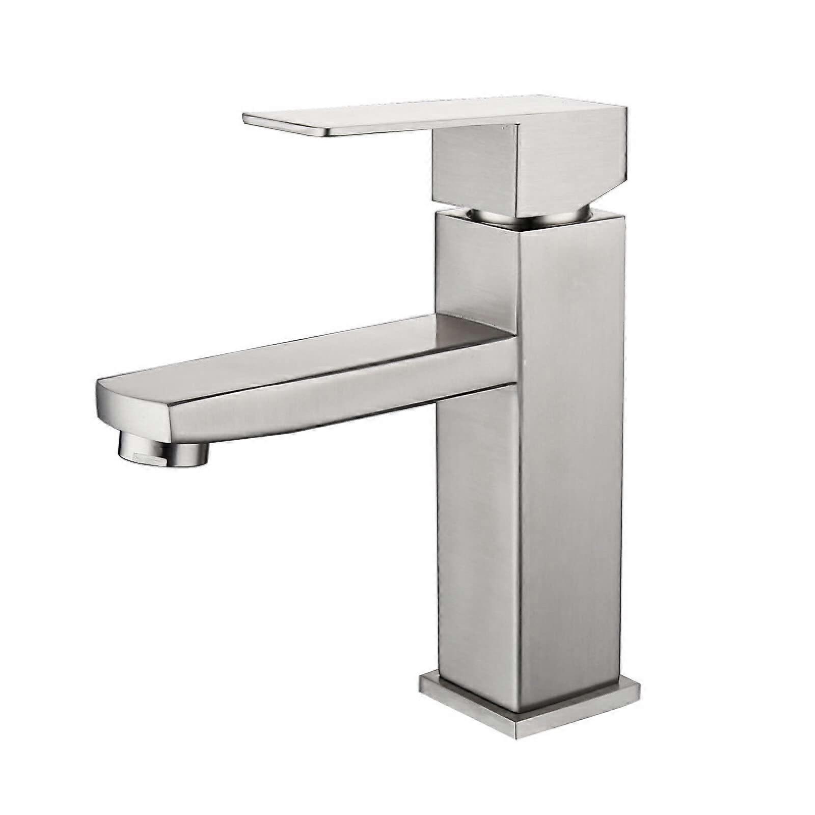 Sinks For Bathroom Brushed Stainless Steel Hot And Cold Mixer Single Handle Basin Mixer Commemoration Day Ref: 9309