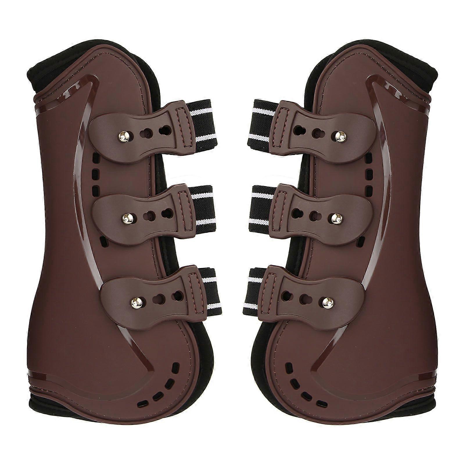 Horse Front Leg Boots Breathable Impact Resistant Prevent Slip Horse Leg Guard for Training Jumping Riding Brown M