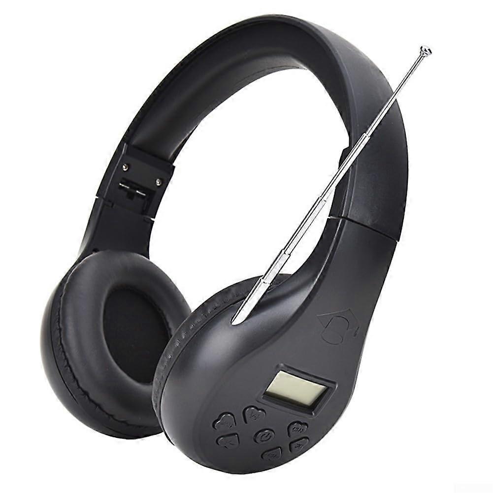 Portable FM Radio Headphones Stereo Headset Receiver For Simultaneous Interpretation Conferences Travel Adjustable Black