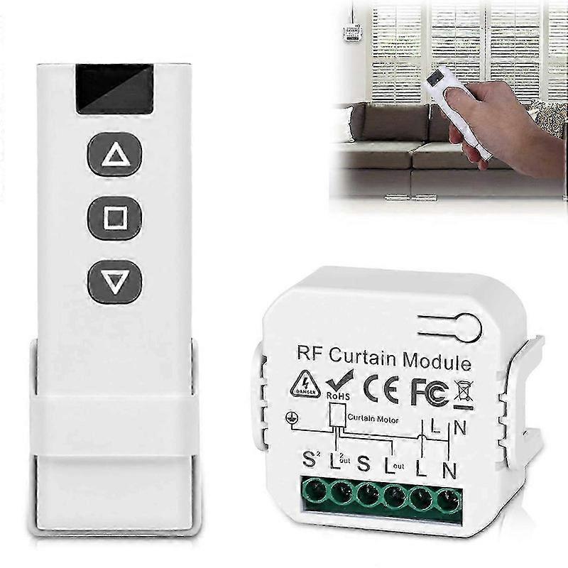 Wireless roller shutter control kit with RF remote control + receiver module, range up to 100 m