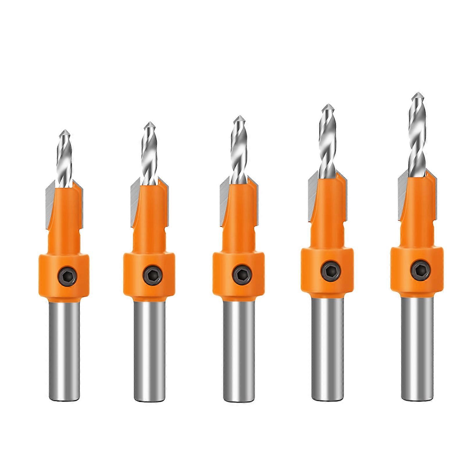 5pcs Countersink Drill Bit Set Screw Woodworking Chamfer Tools Woodworking Countersink Drill Tapered Hole Drill
