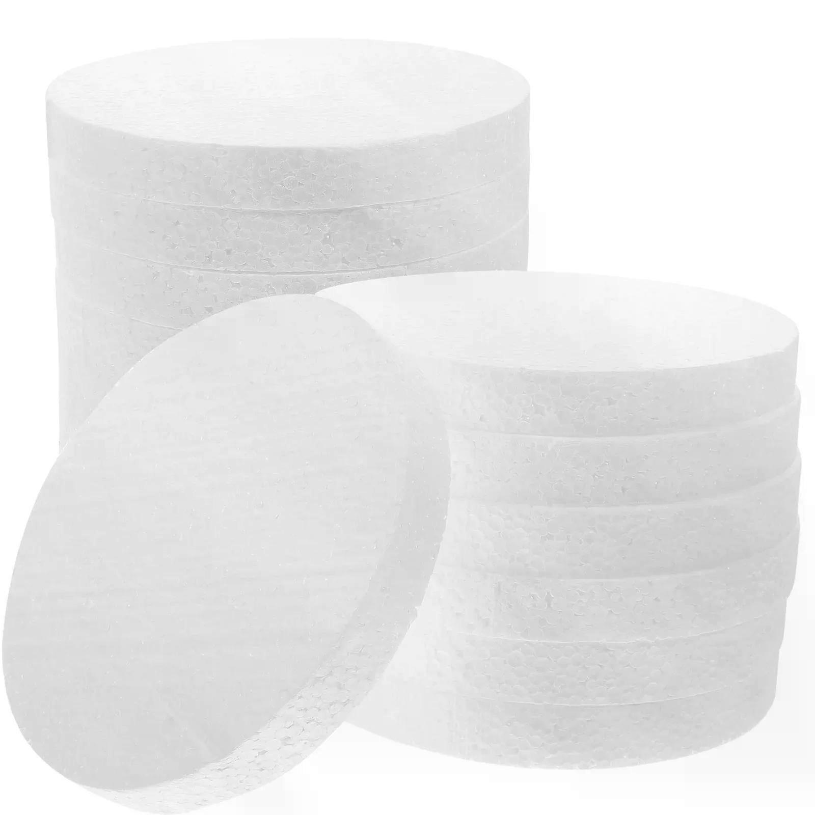 16 Pcs Round Foam Disc Cake Dummy Prop Lightweight White Polystyrene Circle Reusable Diy Craft Supplies Foam Cake Tray Cake