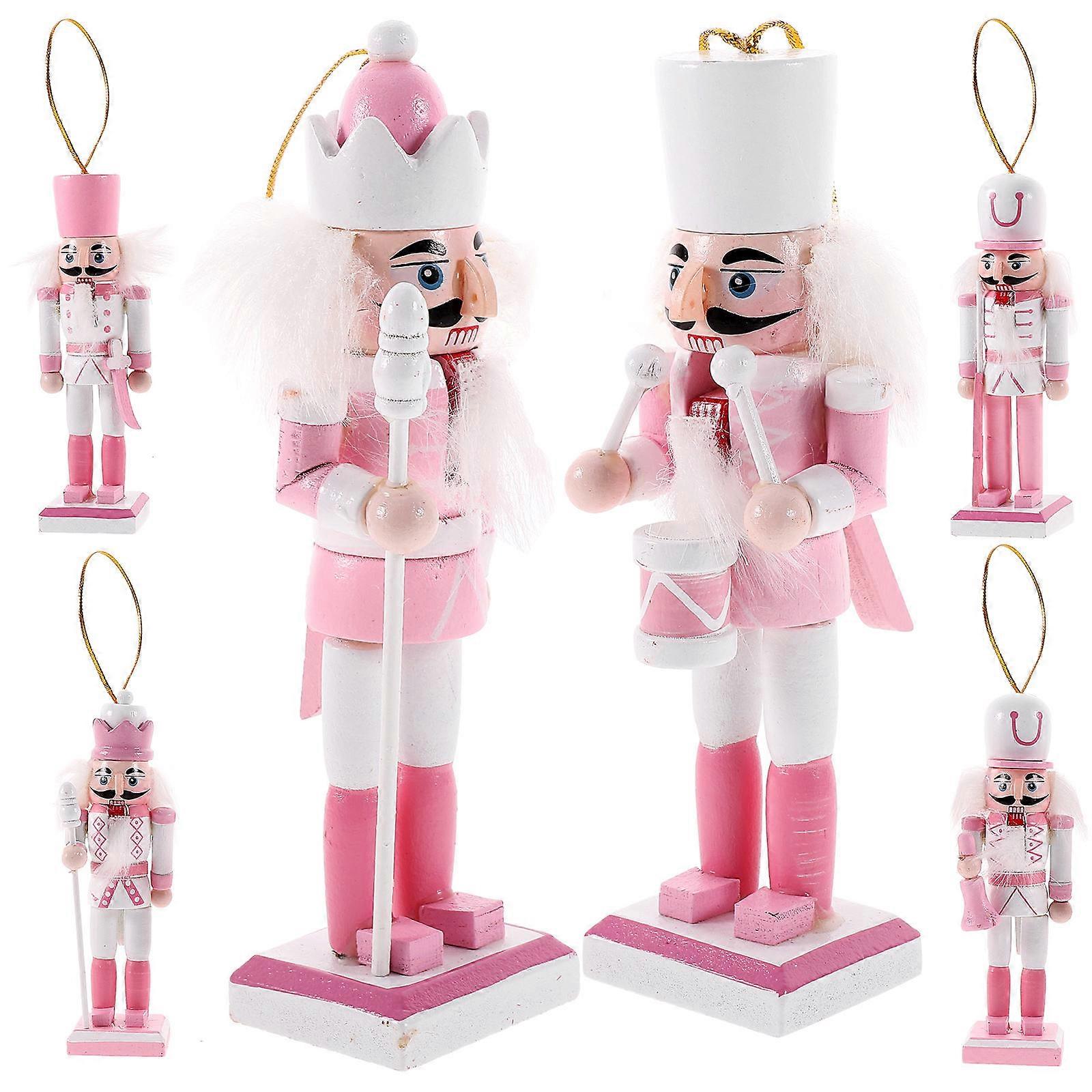 Christmas Nutcracker Pendant Wooden Nutcracker Ornament for 6Pcs Decoration