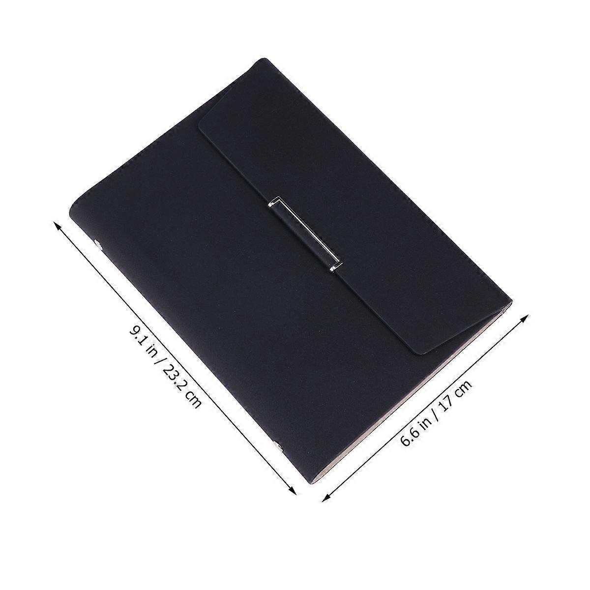Classic Style A5 Notebook For Business Meetings And Daily Use With Pen Holder Black 3Pcs
