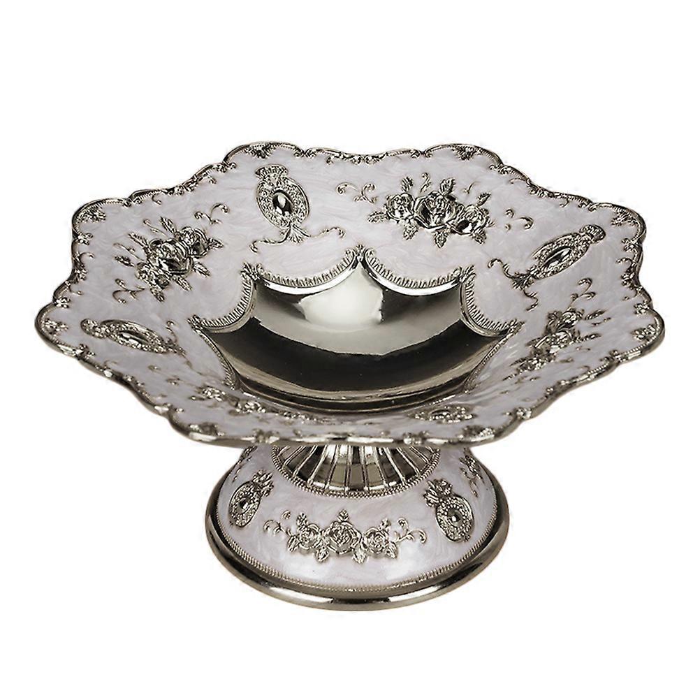 Cake Plate Silver Metal Fruit Plate for Home Decor 2Pcs Set