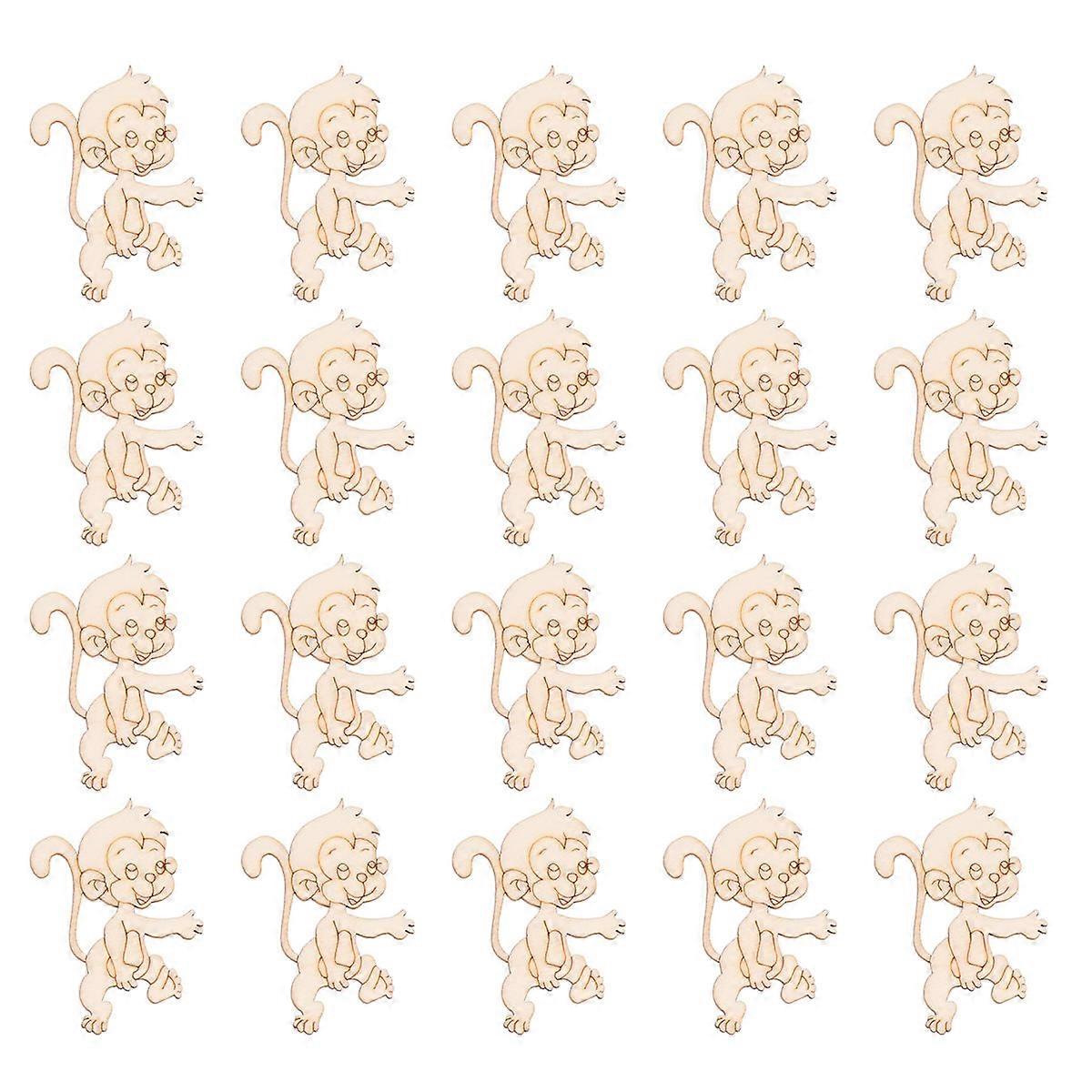 Wooden Slice for Craft Monkey Decorations for DIY 60Pcs