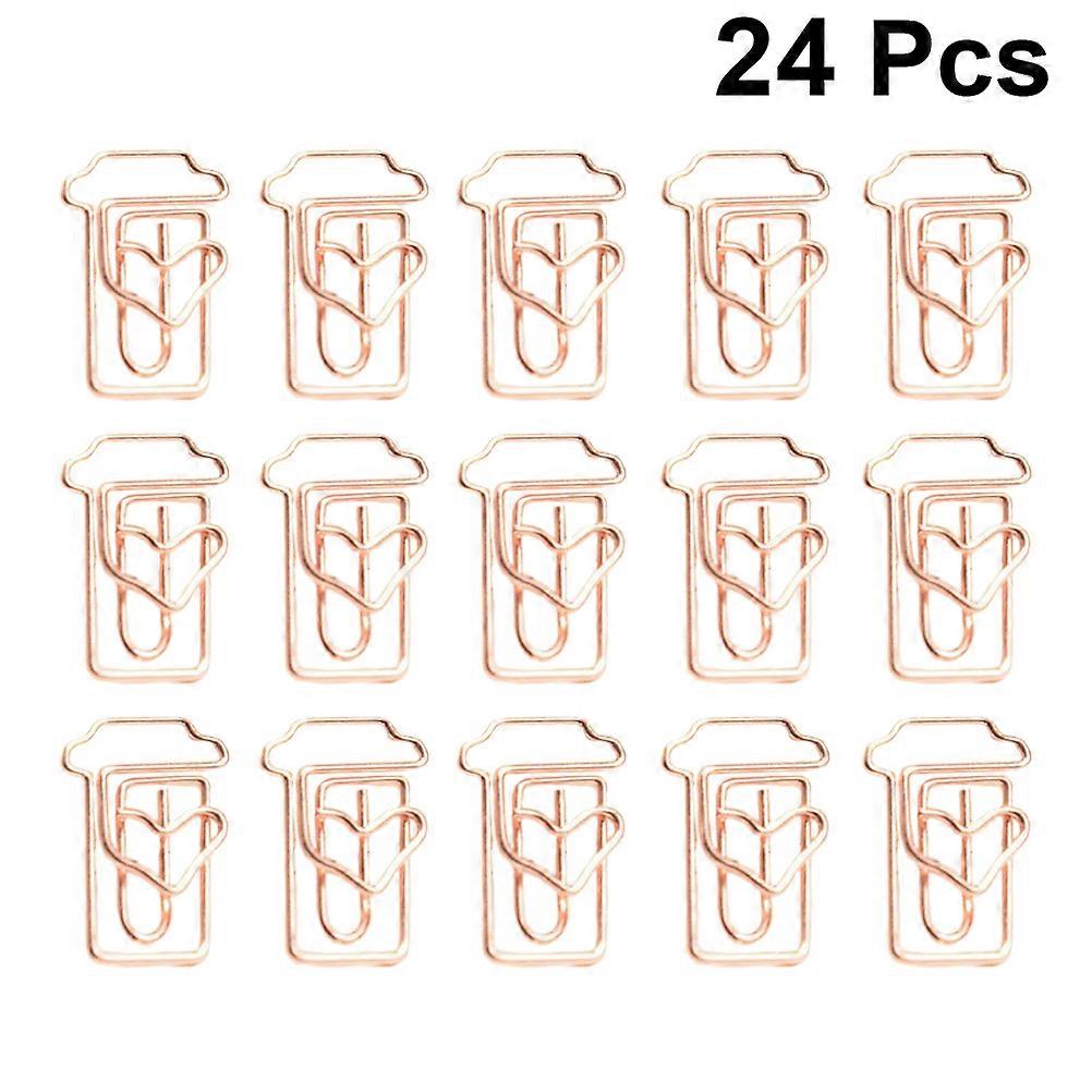 Creative Rose Gold Coffee Cup Shaped Paper Clips Designed For Students And Professionals 24Pcs Functioning As Document Markers