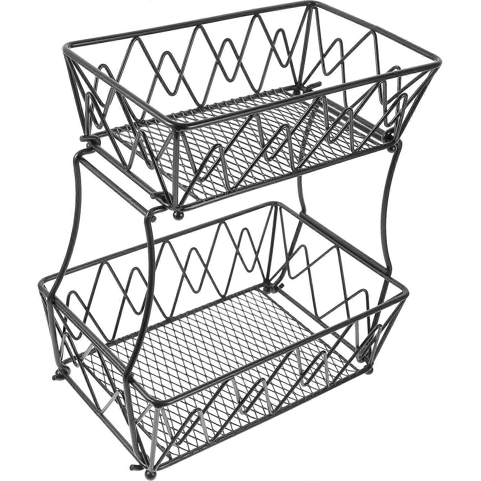 Fruit Basket Iron Double-Layer Kitchen Basket for Storage Use 1Pcs Storage Holder