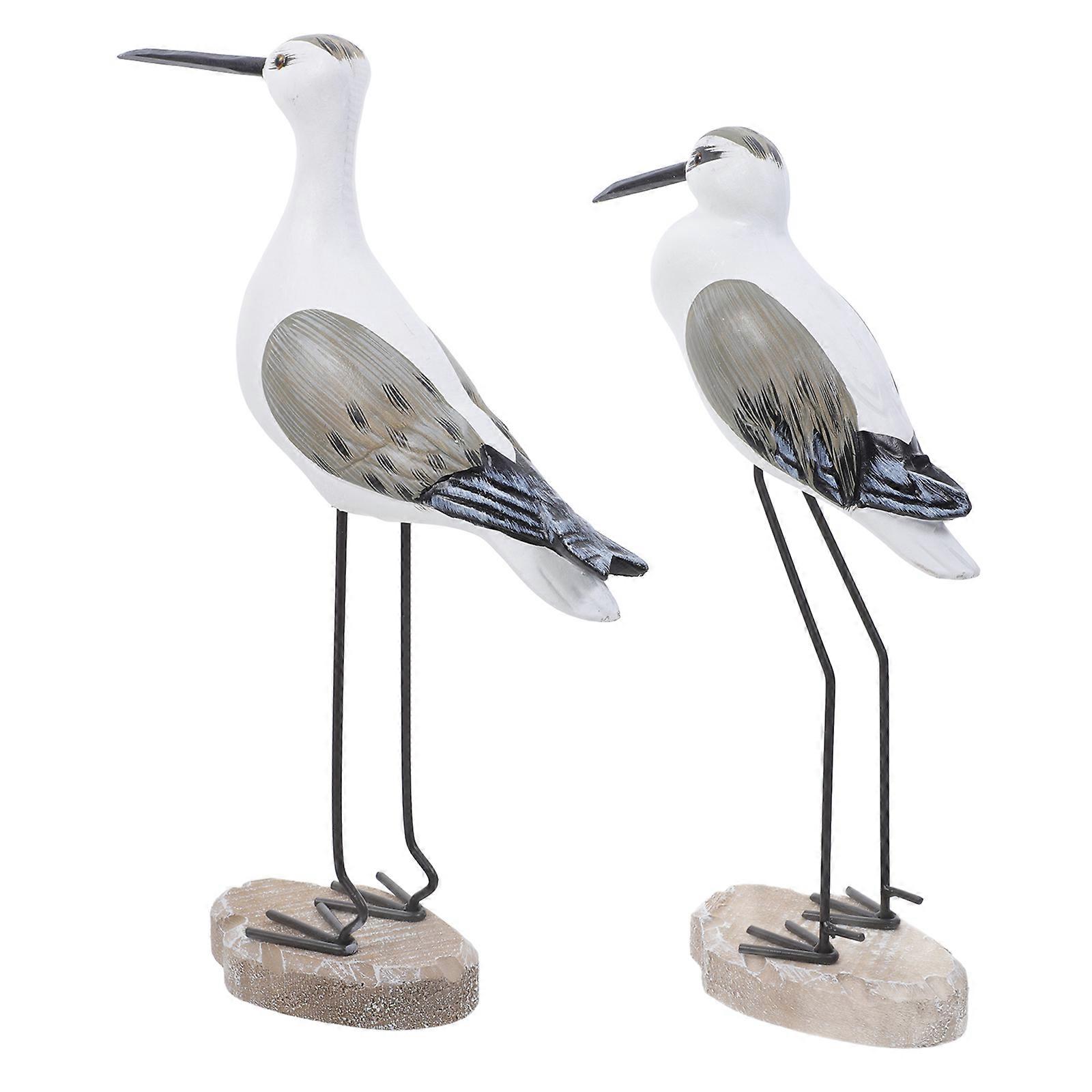 Simulation Bird Wooden Ornament for Decor 4Pcs Seagull Set