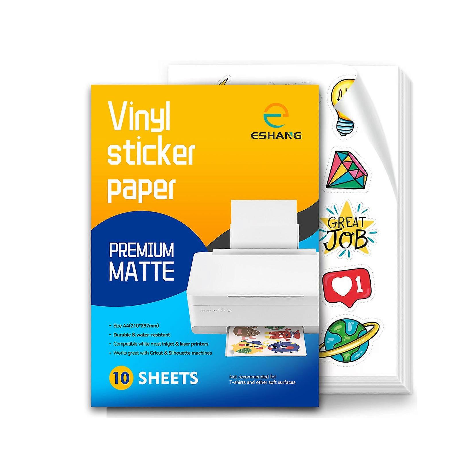 20 Sheets Letter Size Matte Printable Vinyl Sticker Sheets, 8.5"x11" Matte White Waterproof Self-Adhesive Sticker Sheets for Inkjet and Laser Printers