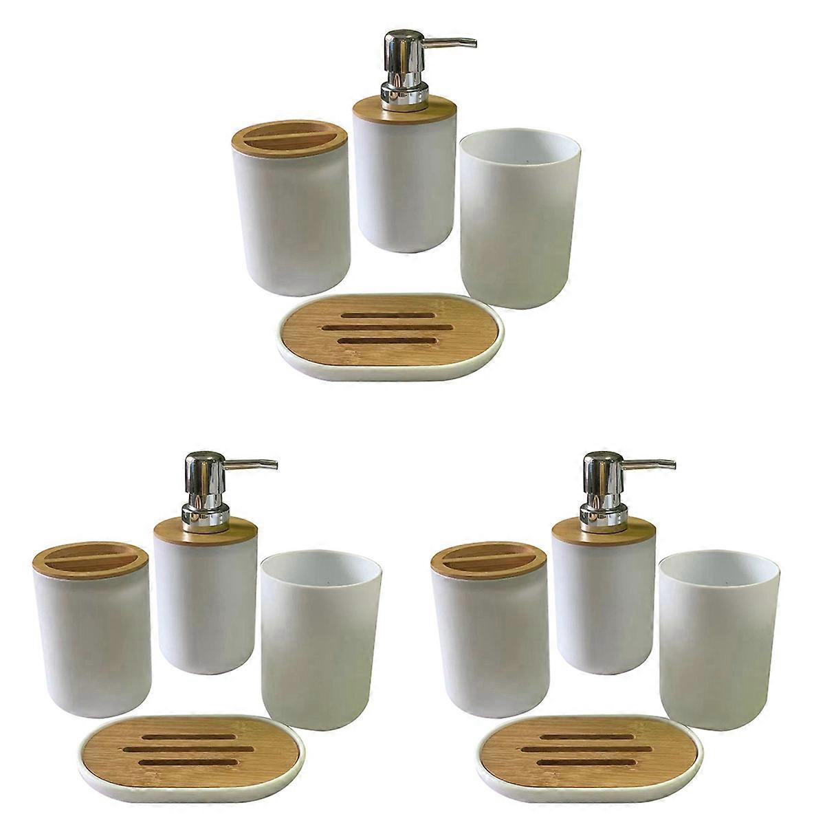 Bathroom Accessories Set Soap Dispenser Bottle Dish Suit White