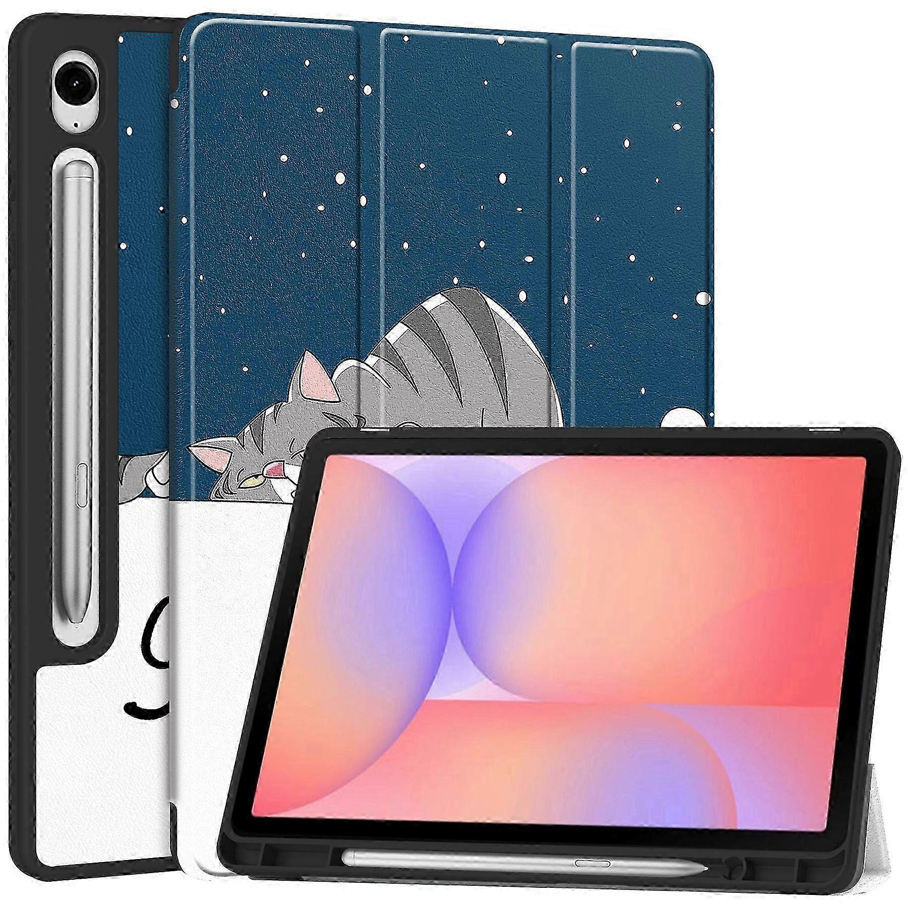 Galaxy Tab S10 Lite Case, Tri-Fold Stand Leather TPU Cover with Pen Holder for Tablet