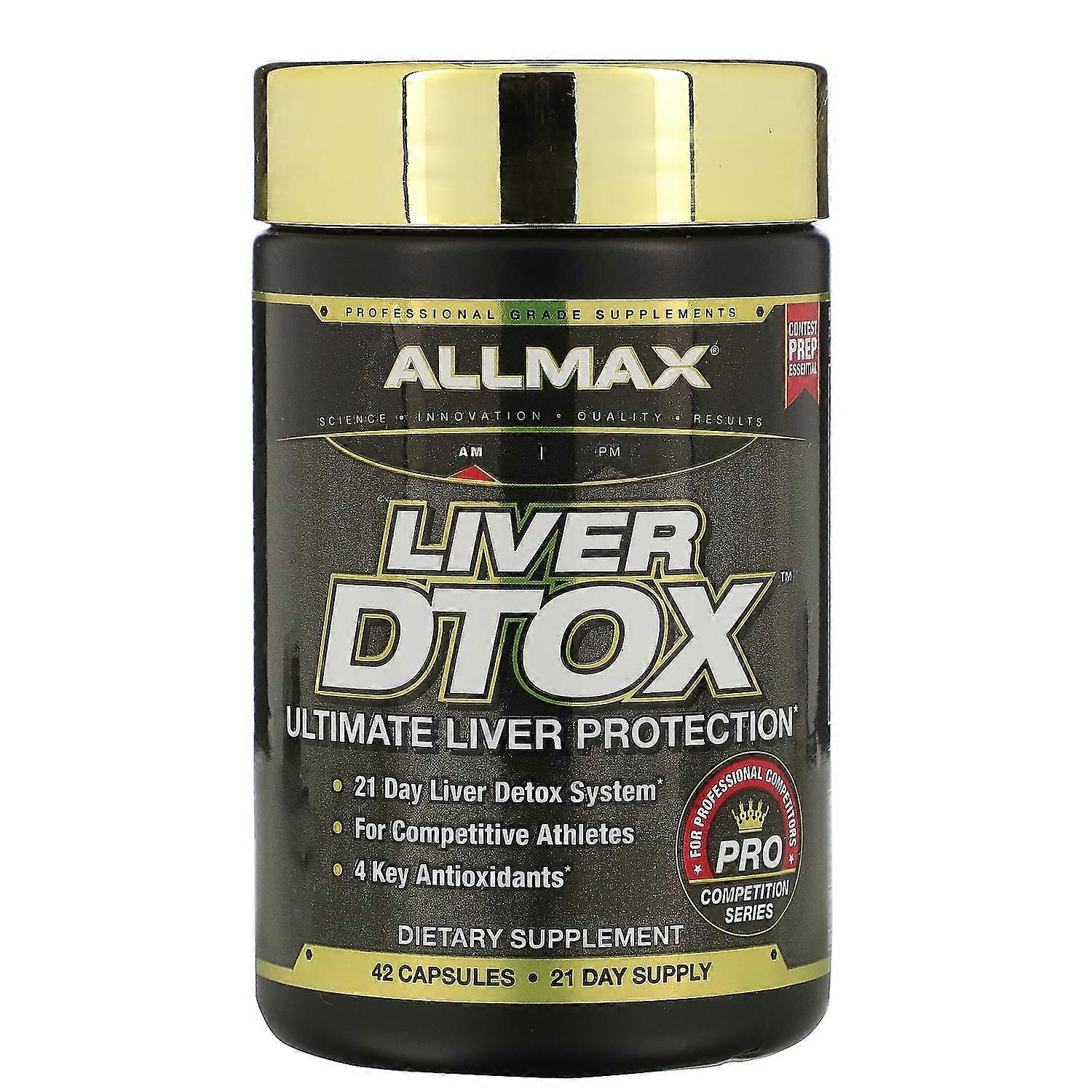 ALLMAX Détox du foie avec silymarine extra forte (chardon-Marie) et curcuma (95 % de curcumine) 42 c