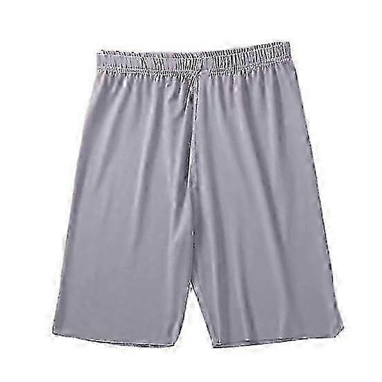 Men Men Pajama Shorts Elastic Waist Soft Breathable Knee Length Thin Comfortable Silky Solid Color Stretch Men Homewear Pants