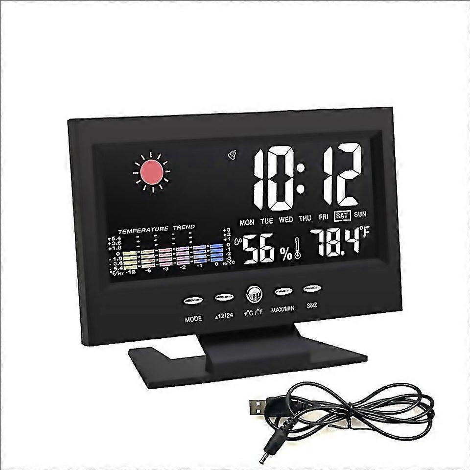 For 8082t Weather Forecast Clock Usb Black